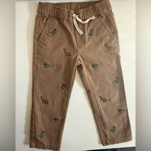 Janie and Jack Khaki Dinosaur Pants